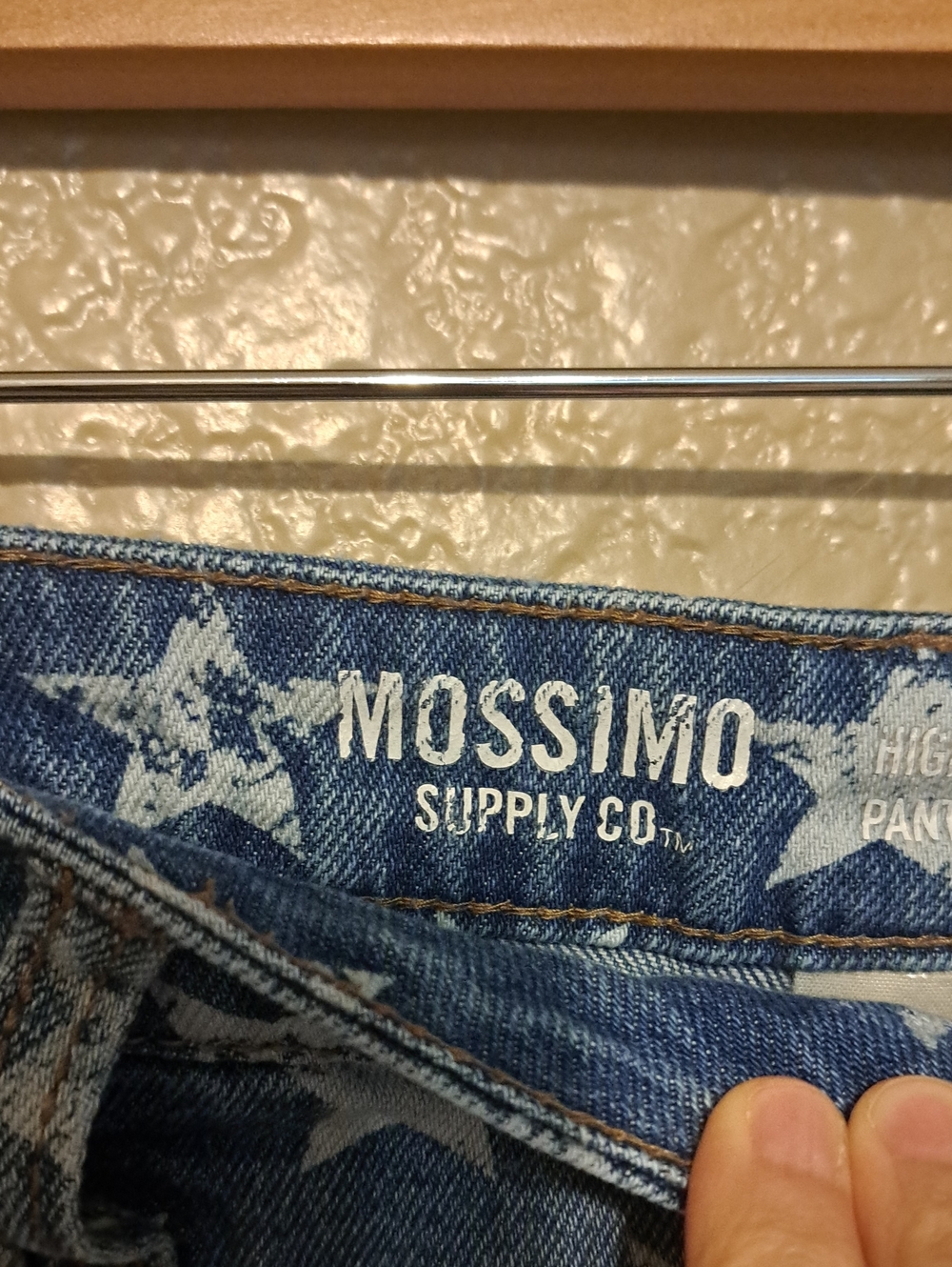 Mossimo Supply Co. Star Print Distressed Denim Shorts - Blue & White. Size 14/32 - Picture 3 of 11
